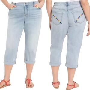 Lane Bryant Pride Rainbow‎ Pocket Mid Rise Boyfriend Crop 24 New!